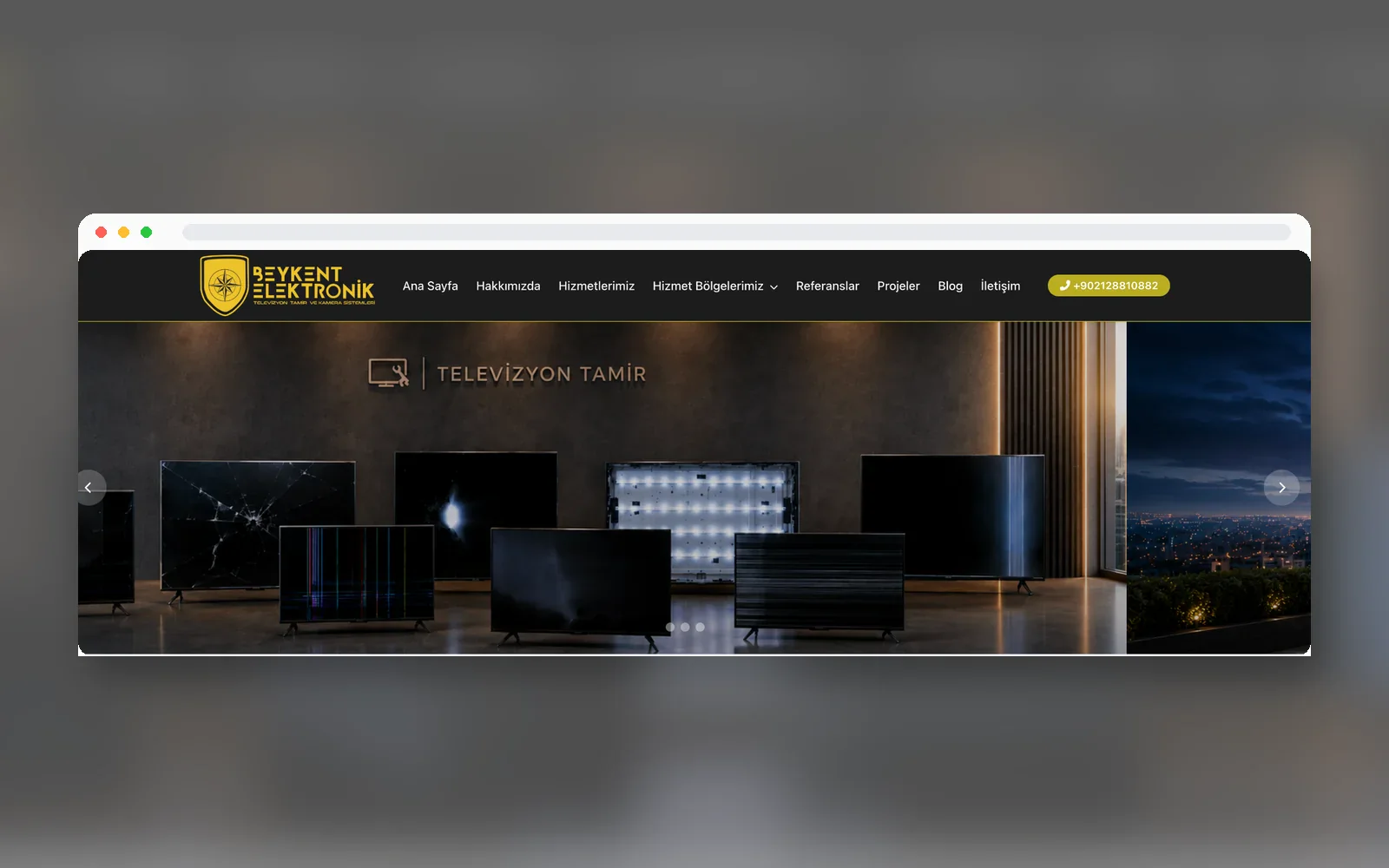 Beykent Elektronik web sitesi ana sayfa görünümü