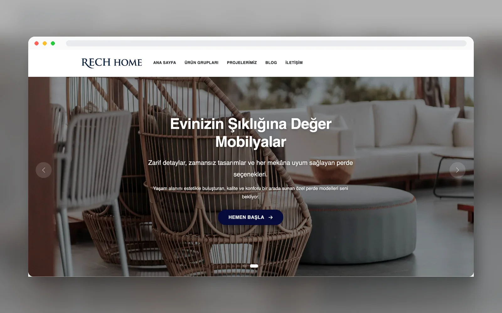 Rech Home web sitesi ana sayfa görünümü